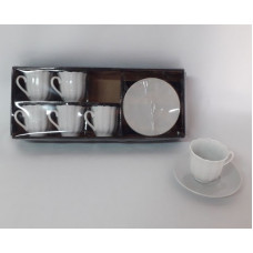 SET CAFE TAZA + PLATO x6 PORCELANA TALLADO   G081