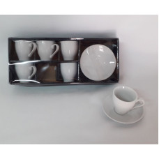 SET CAFE TAZA + PLATO x6 PORCELANA LISO G2192