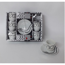 SET CAFE TAZA + PLATO x6 PORCELANA LUCKY   G2196