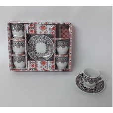 SET CAFE TAZA + PLATO x6 PORCELANA DISE?O   G2197