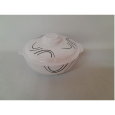 BOWL REDONDO C/TAPA LINEAS 16x6CM MELAMINA   46190