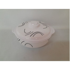 BOWL REDONDO C/TAPA LINEAS 20x7CM MELAMINA   62080