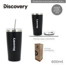 VASO TERMICO 600ml C/BOMBILLA DISCOVERY NEGRO   14012