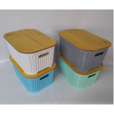CAJA RATTAN C/TAPA MADERA 36x25x17cm   P214