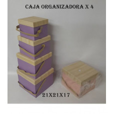 CAJA ORGANIZADORA x4 PASTEL g21x21x17cm   CA5412