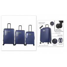 SET VALIJA SKORA HARD AZUL X3 20,24,28PULGADAS DOBLE RUEDA 34864