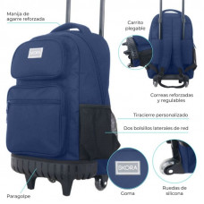 MOCHILA LISA AZUL C/CARRO 18´ 37708