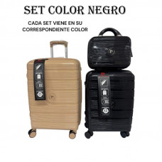 SET VALIJAS X 2 NEGRO 20/24 + BEAUTY PIERRE CARDIN