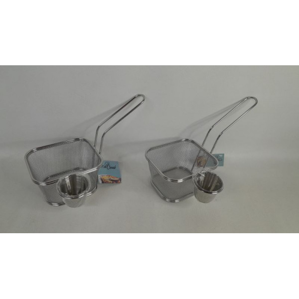 CANASTA PORCION FRITURA + CUENCO PARA SALSA 12X12CM NS02995ZX