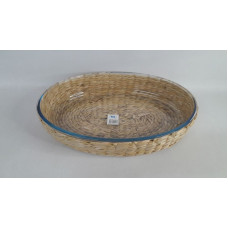FUENTE OVALADA VIDRIO CONBASE DE MIMBRE 40X30CM CA5568Z