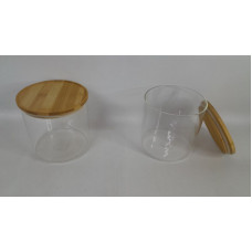 FRASCO DE VIDRIO 15X15CM TAPA MADERA CA5538ZX