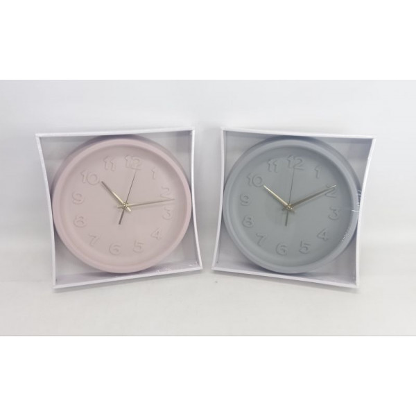 RELOJ DE PARED ROSA/GRIS 27CM CA5189