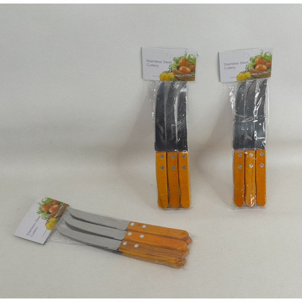 CUCHILLO ACERO CABO MADERA X 6 120-1