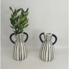 FLORERO CERAMICA DISEÑO NORDICO RAYADO 26CM 649