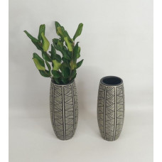 FLORERO CERAMICA DISEÑO ETNICO NEGRO 27CM 280