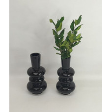 FLORERO CERAMICA ESMALTADO NEGRO 26CM 658
