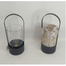 FAROL COLGANTE METAL/VIDRIO A PILA NEGRO 12X31CM 6327