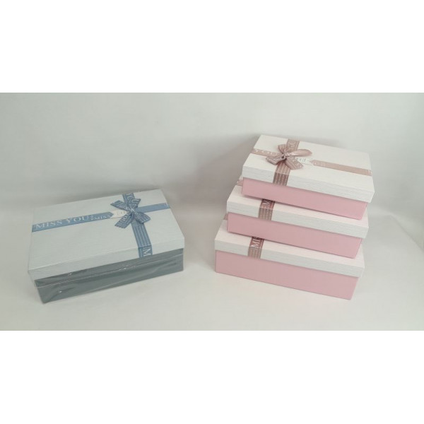 CAJA SET X3 RECTANGULAR DISEÑO MOÑO 30X21X10CM 5219