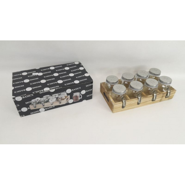 ESPECIERO SET X8 CON BASE MADERA 30X20CM 18705