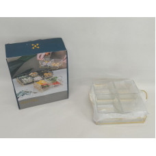 COPETINERO METAL DORADO X 4 BOWLS VIDRIO 25X25CM 23168
