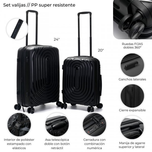 VALIJA SET X2 WDLT RIGIDA NEGRO 39781