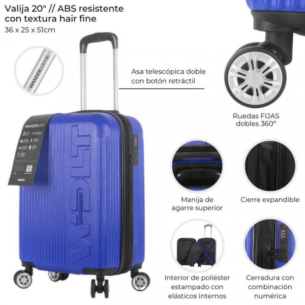 VALIJA URBAN ABS RIGIDA AZUL 20 PULGADAS 39379