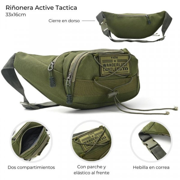 RIÑONERA WDLT ACTIVE TELA POLIESTER 33X16CM VERDE MILITAR 36890