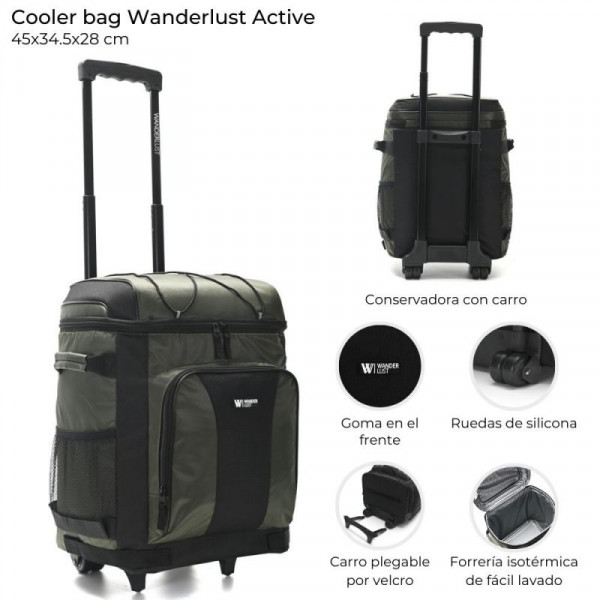 BOLSO C/CARRO PLEGABLE VERDE TELA SINTETICA WDLT 45X34X28CM 36886