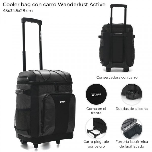BOLSO C/CARRO PLEGABLE NEGRO TELA SINTET WDLT 45X34X28CM 36886