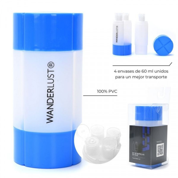 BOTELLAS DE VIAJE SETX4 COMPARTIMENTOS P/RELLENAR 60ML WDLT 38250