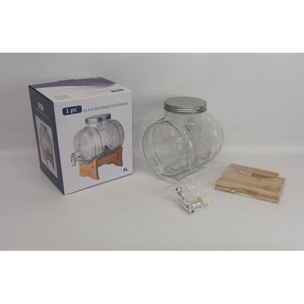 DISPENSER VIDRIO CON BASE DE MADERA 5LT SC5031CZ1
