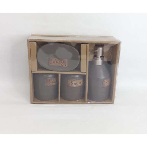 JABONERA CERAMICA SET X4 MARRON OSCURO 25X20CM EA993545