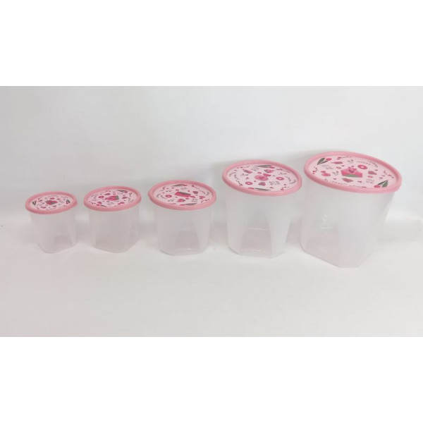 TUPPER COCINA LIBELULA SET X5 REDONDO 21X21CM 4096