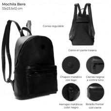 MOCHILA SKORA BERE PU NEGRA 33X24X12 33916