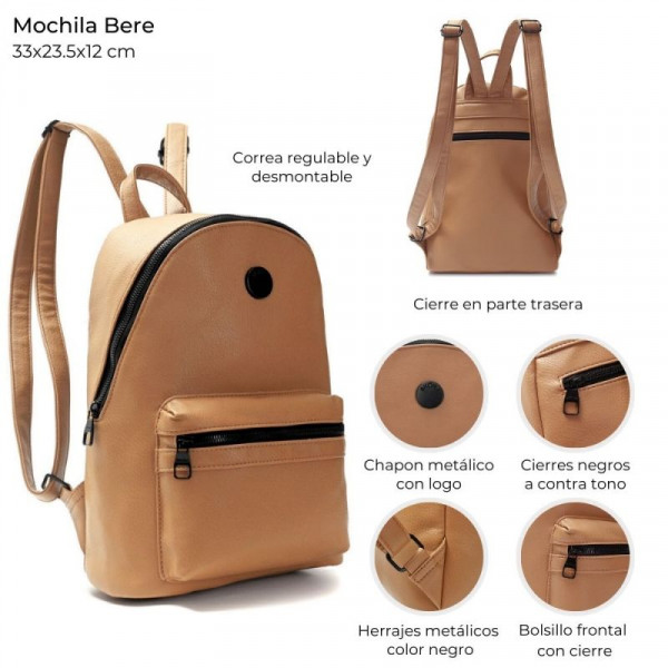 MOCHILA SKORA BERE PU CAMEL 33X24X12 33918