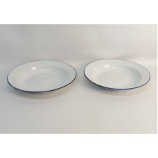 PLATO HONDO ENLOZADO BLANCO BORDE AZUL 26cm 18848