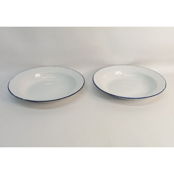 PLATO HONDO ENLOZADO BLANCO BORDE AZUL 26cm 18848