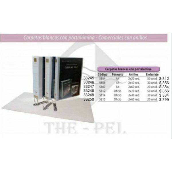CARPETAS COMERCIAL CON ANILLOS