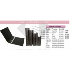 CARPETA DE FIBRA NEGRA CON ANILLOS