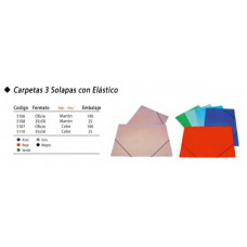 CARPETA 3 SOLAPAS C/ELASTICO OF MARRON   5106