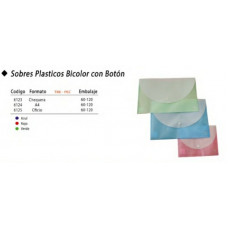 SOBRE PLASTICO BICOLOR C/BOTON CHEQUERA   6123 CARTOPEL