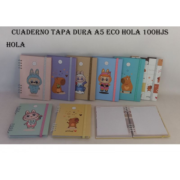 CUADERNO HOLA  A5 T/DURA  DISE?O 100 HOJAS RAY