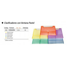 CLASIFICADOR THE-PEL C/VENTANA PASTEL CHEQUERA 12DIV   9101