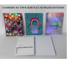 CUADERNO A4 SEMI FLEX HOLOGRAFICO 80 HOJAS   1034