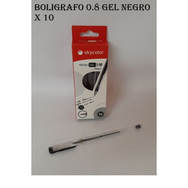BOLIGRAFO ROLLER GEL 0.8mm NEGRO x10 SKYCOLOR   JJ20201-10BK