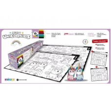 LAMINA x2 P/COLOREAR 65x48cm C/LAPICES UNICORNIOS   5510