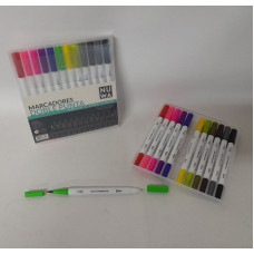 MARCADOR DOBLE PUNTA BRUSH x12 COLORES N?WA   66605