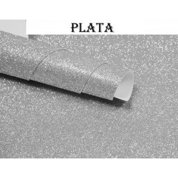 GOMA EVA GLITTER 40x60cm x10  UNIDADES PLATA