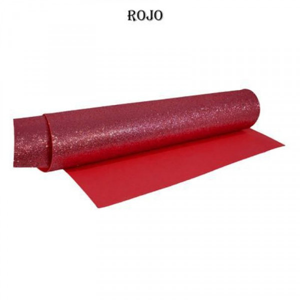GOMA EVA GLITTER 40x60cm x10 UNIDADES ROJO