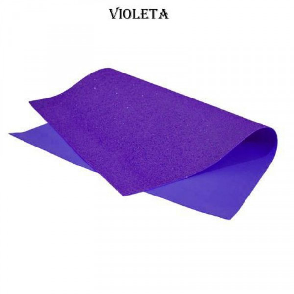 GOMA EVA GLITTER 40x60cm x10 UNIDADES VIOLETA